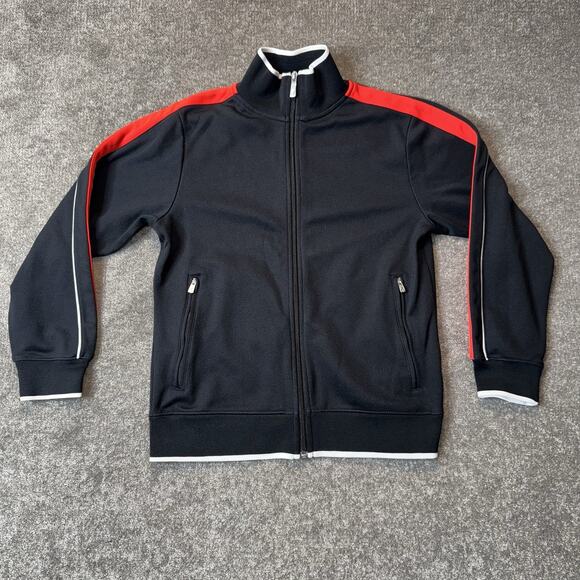 Nike Golf Jacket Black Large Performance Track Outerwear Men Full Zip Red Accent - Picture 1 of 9